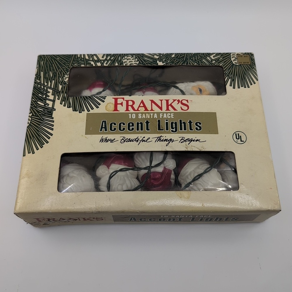 Frank's 10 Santa Claus Face Accent Christmas Tree Holiday‎ Lights VTG